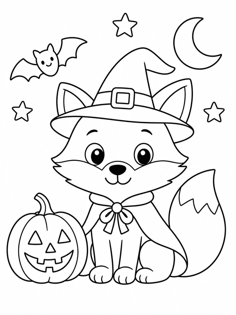 Coloriage renard Halloween