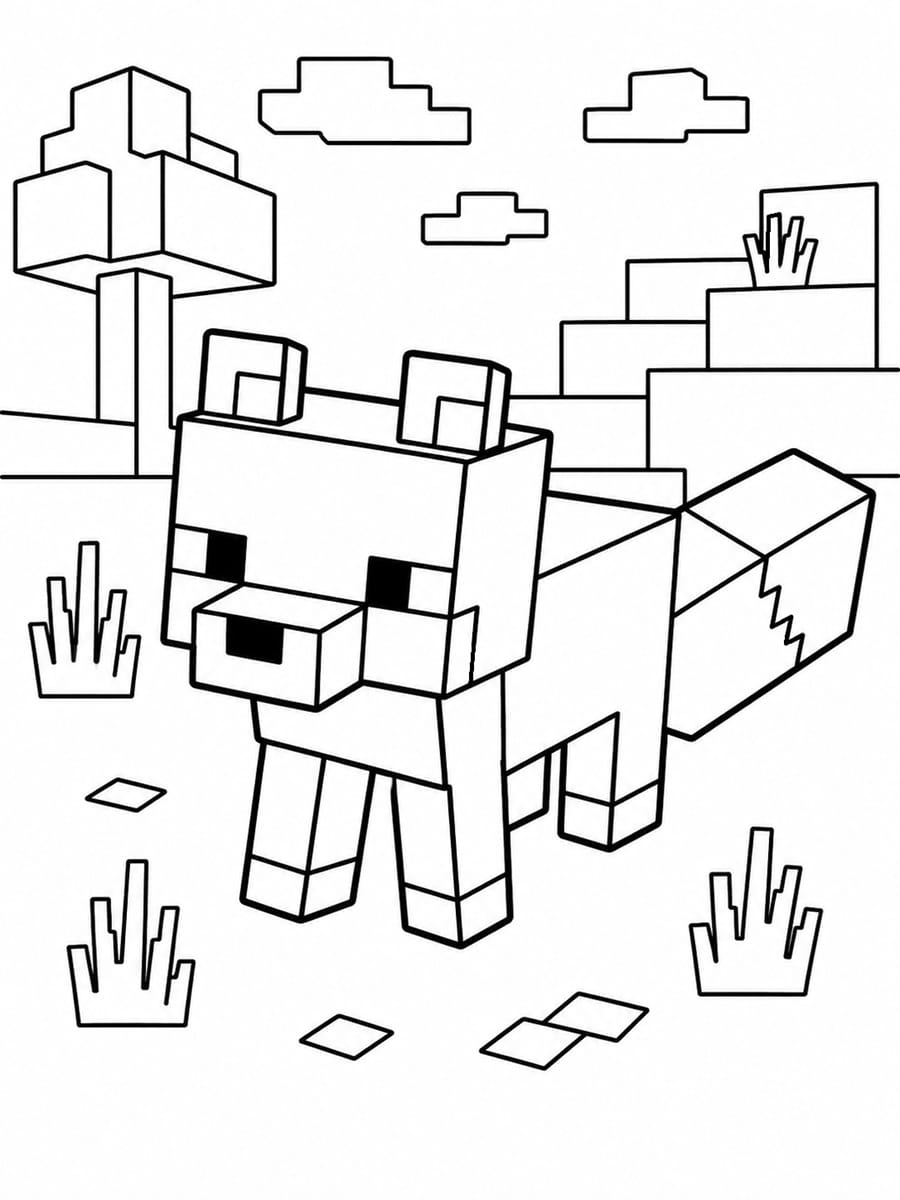 Coloriage Minecraft renard