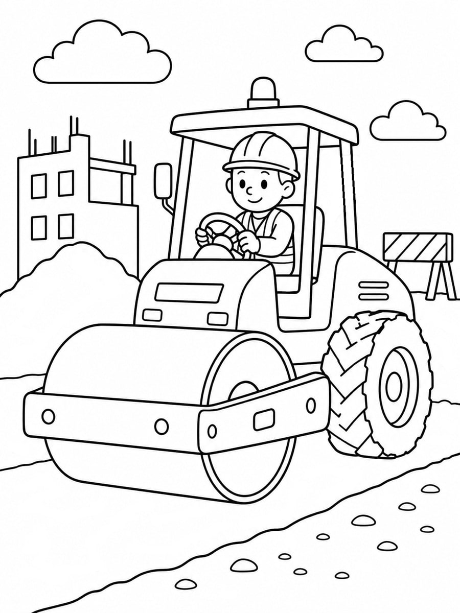 Coloriage rouleau compresseur
