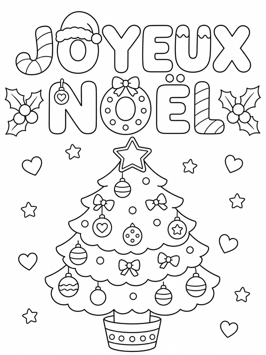Coloriage sapin joyeux Noël
