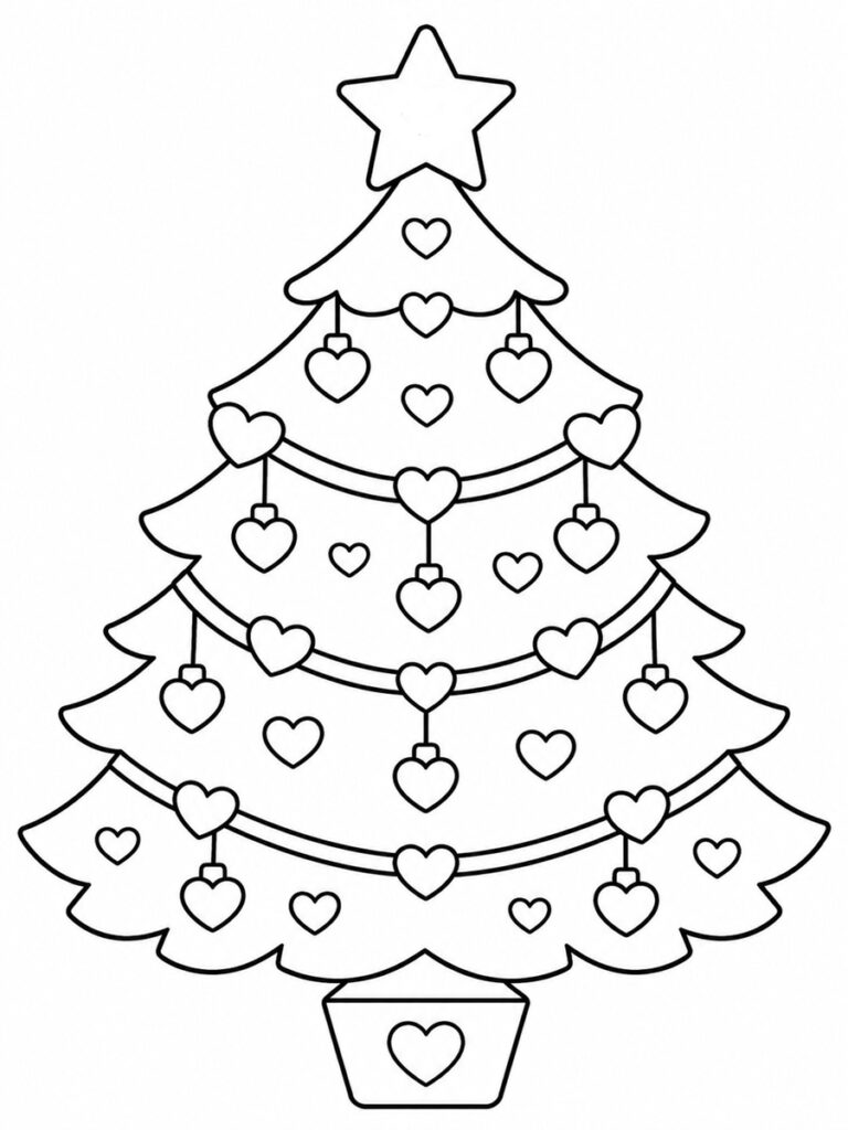 Sapin cœur Coloriage sapin cœur