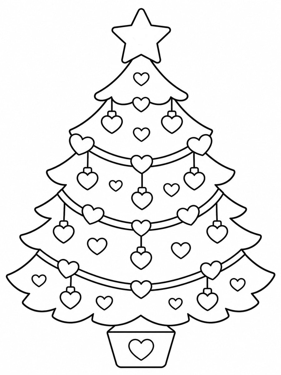 Coloriage sapin cœur