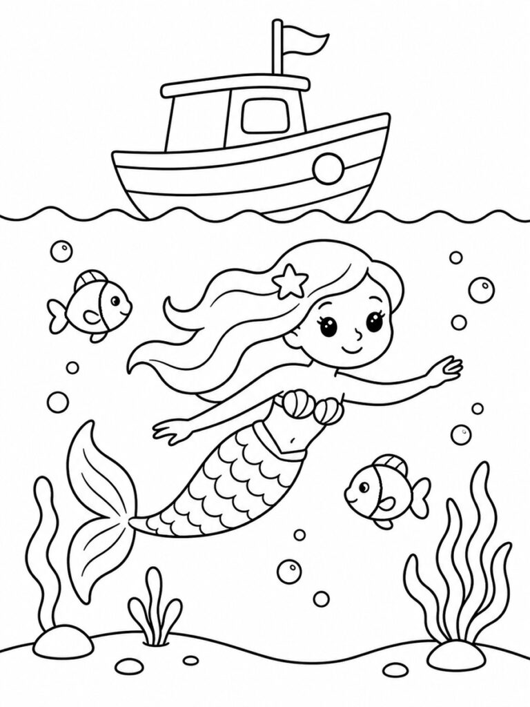 Sirène et bateau dessin sirène bateau