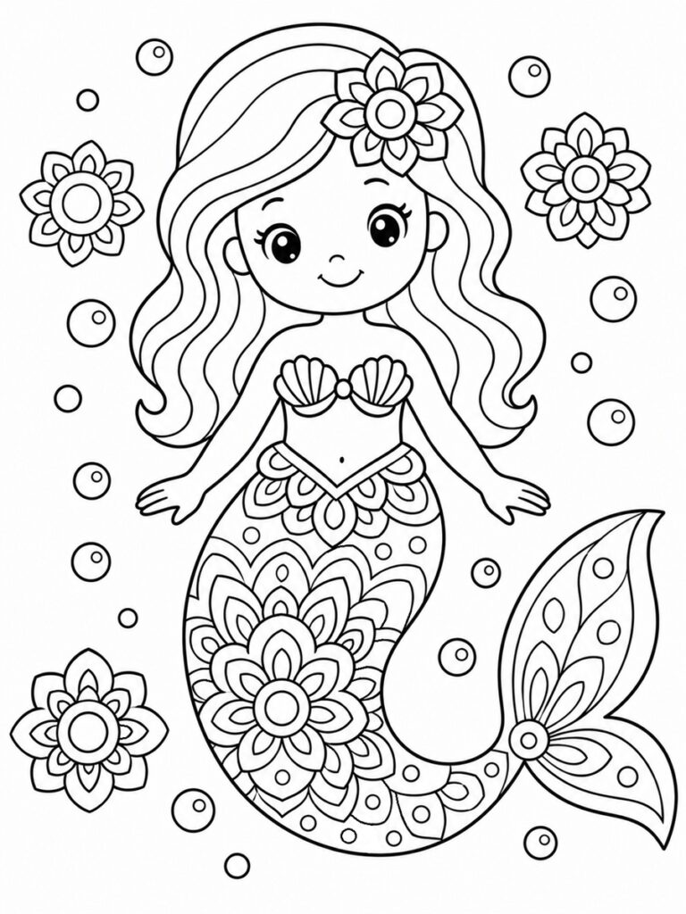 Sirène mandala Coloriage sirène mandala