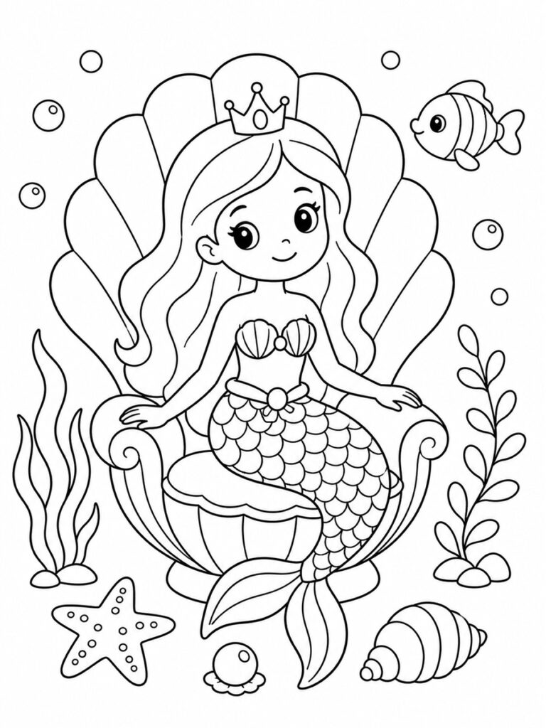 Princesse sirène Coloriage princesse sirène