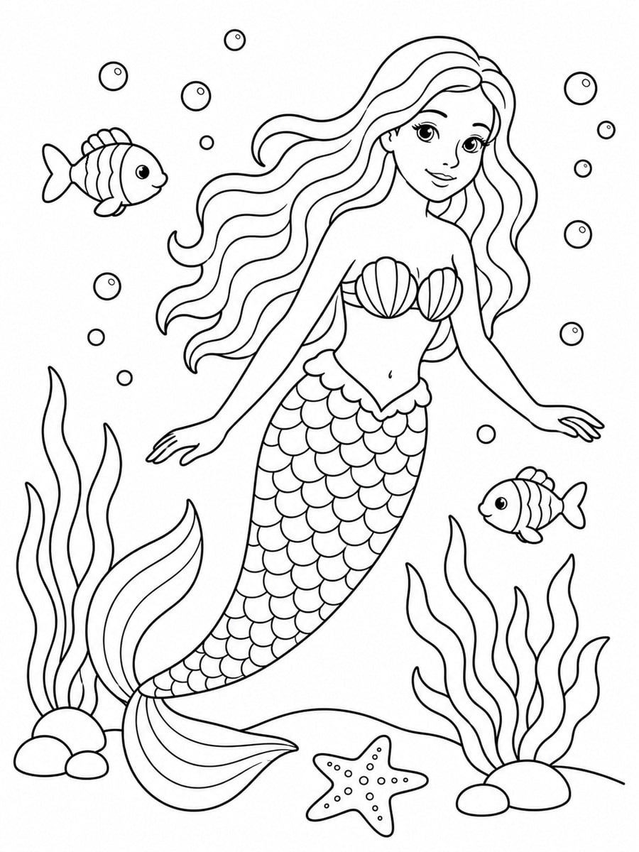 Coloriage sirène réaliste