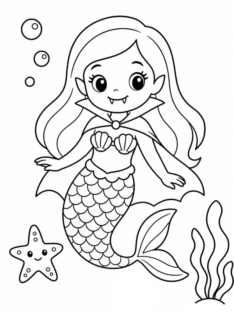 Coloriage sirène vampire