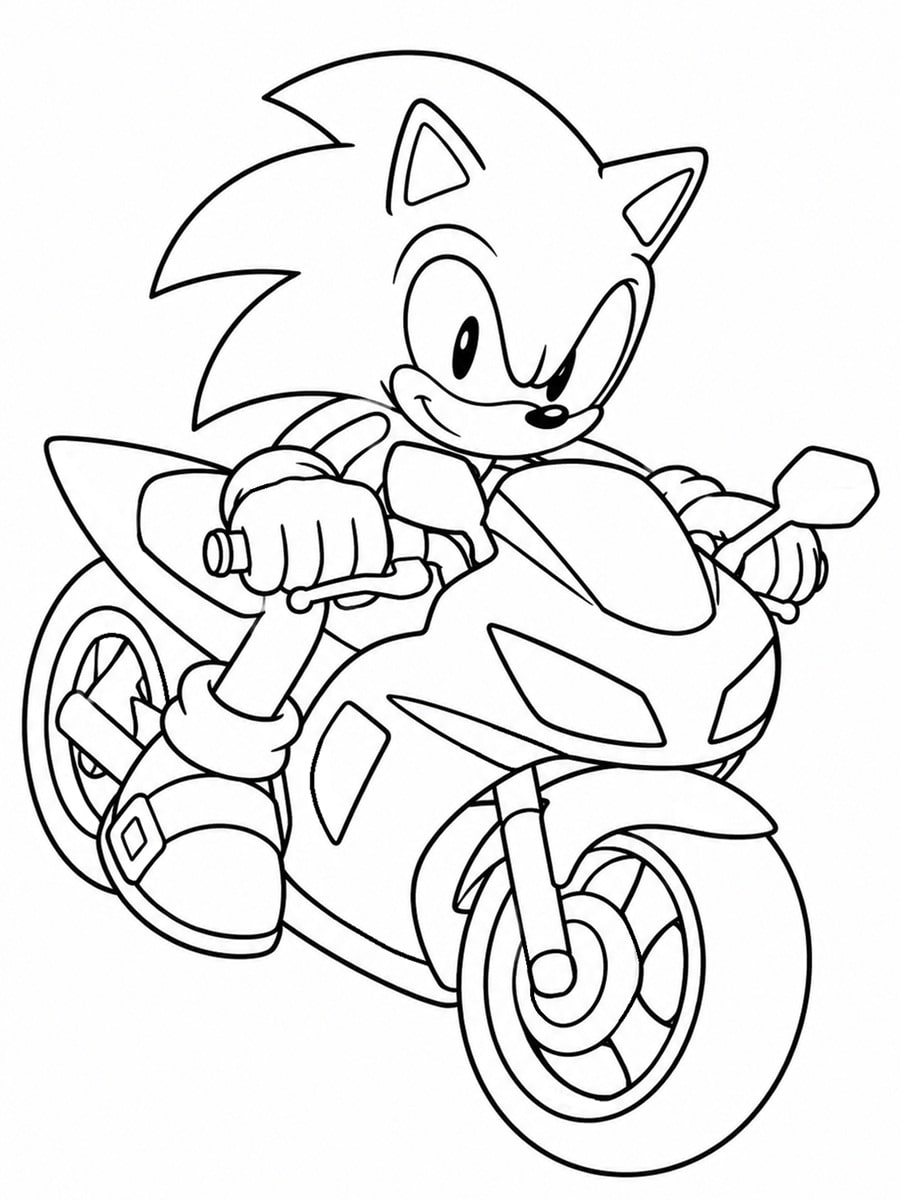 Coloriage Sonic moto