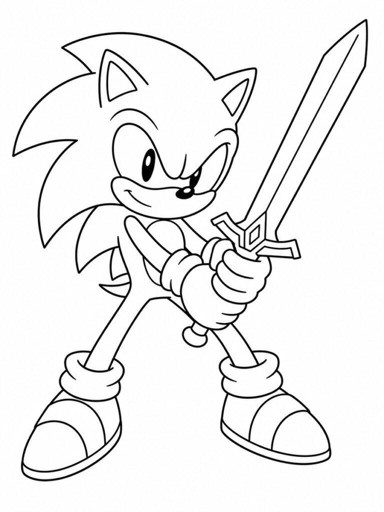 Coloriage Sonic épée