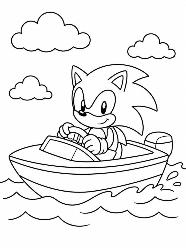 Coloriage Sonic bateau