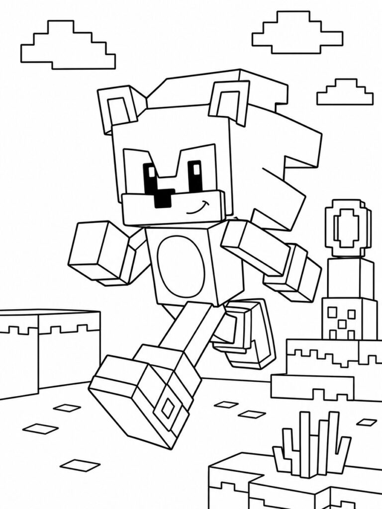 Coloriage Minecraft Sonic