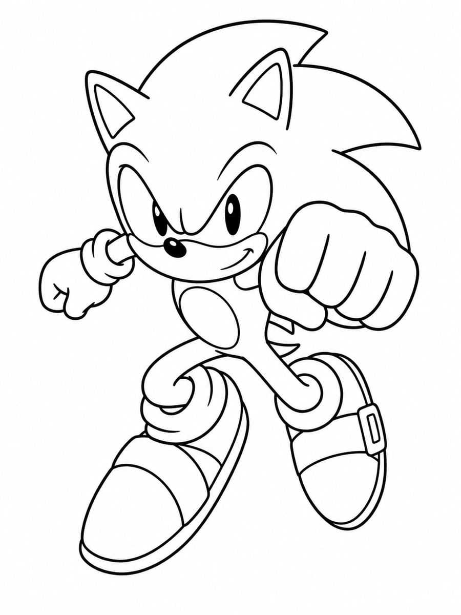 Coloriage Sonic poing