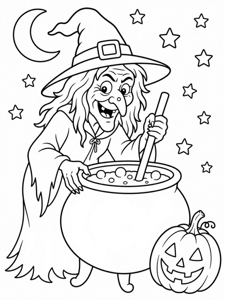 Coloriage sorcière Halloween