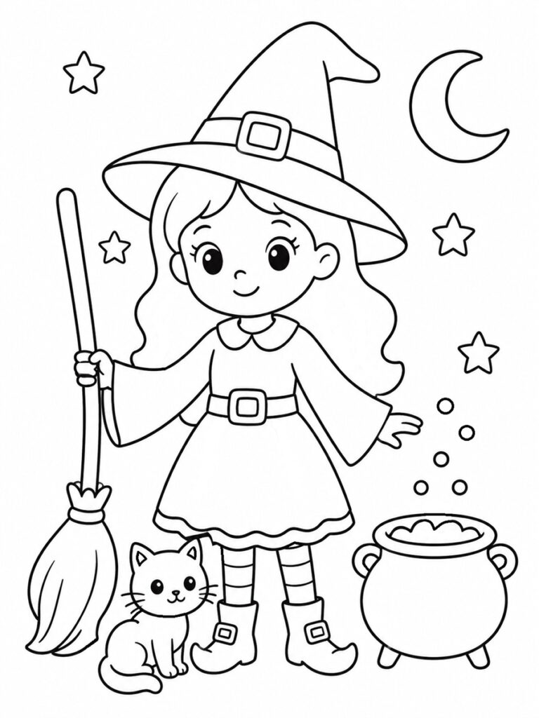 Coloriage sorcière jolie