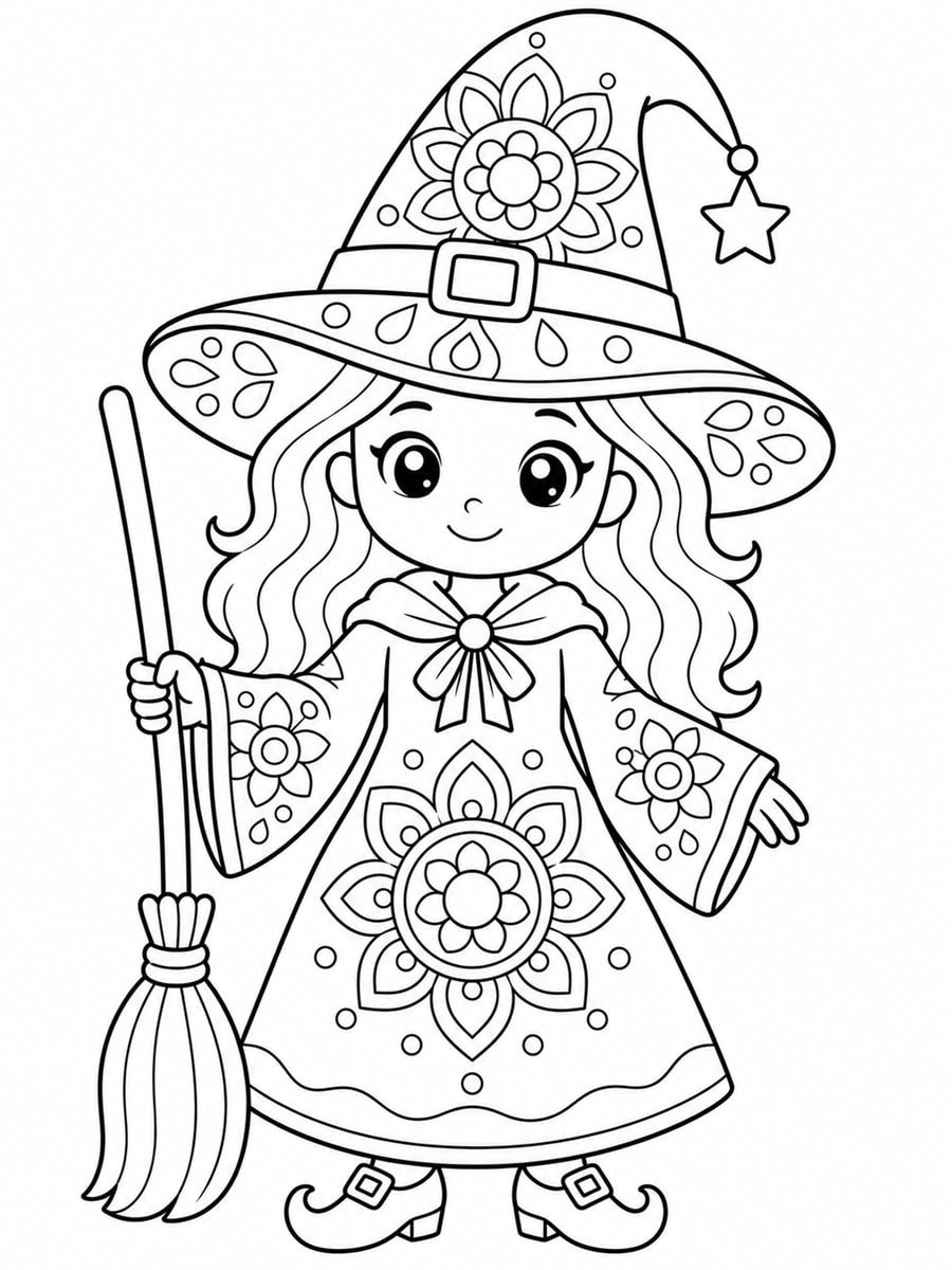 Coloriage sorcière mandala