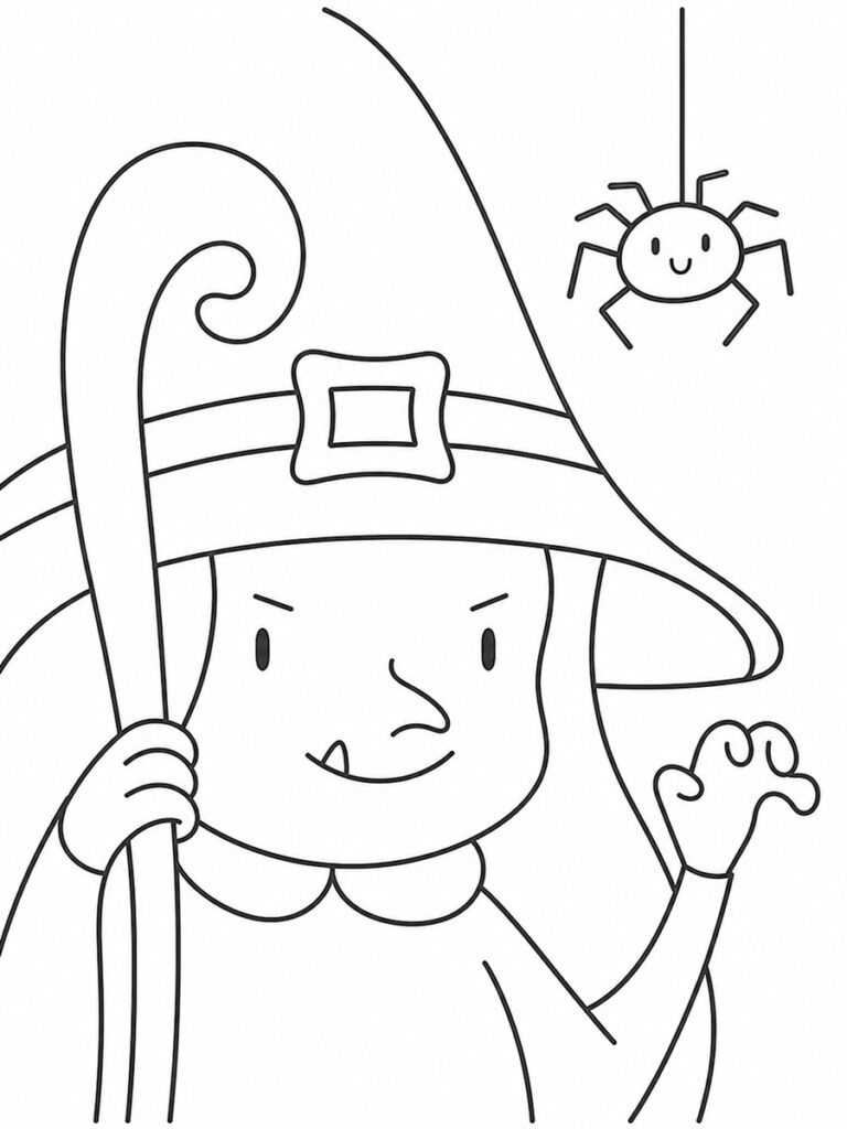 Coloriage sorcière rigolote