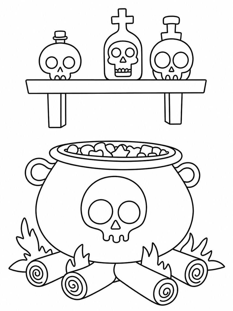 Coloriage soupe sorcière