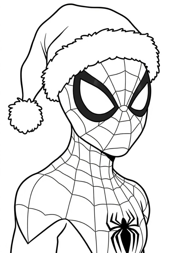 Spider-Man de Noël Coloriage Spider-Man Noël