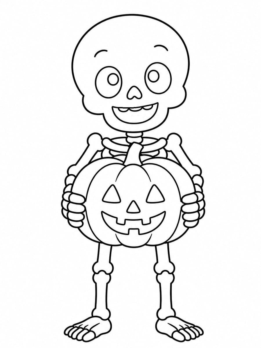 Coloriage squelette citrouille