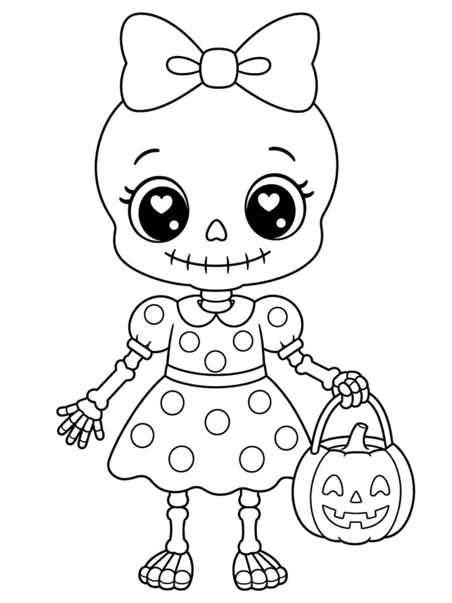 Coloriage squelette fille