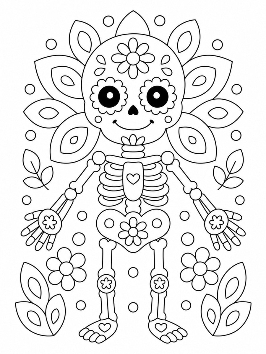 Coloriage squelette mandala