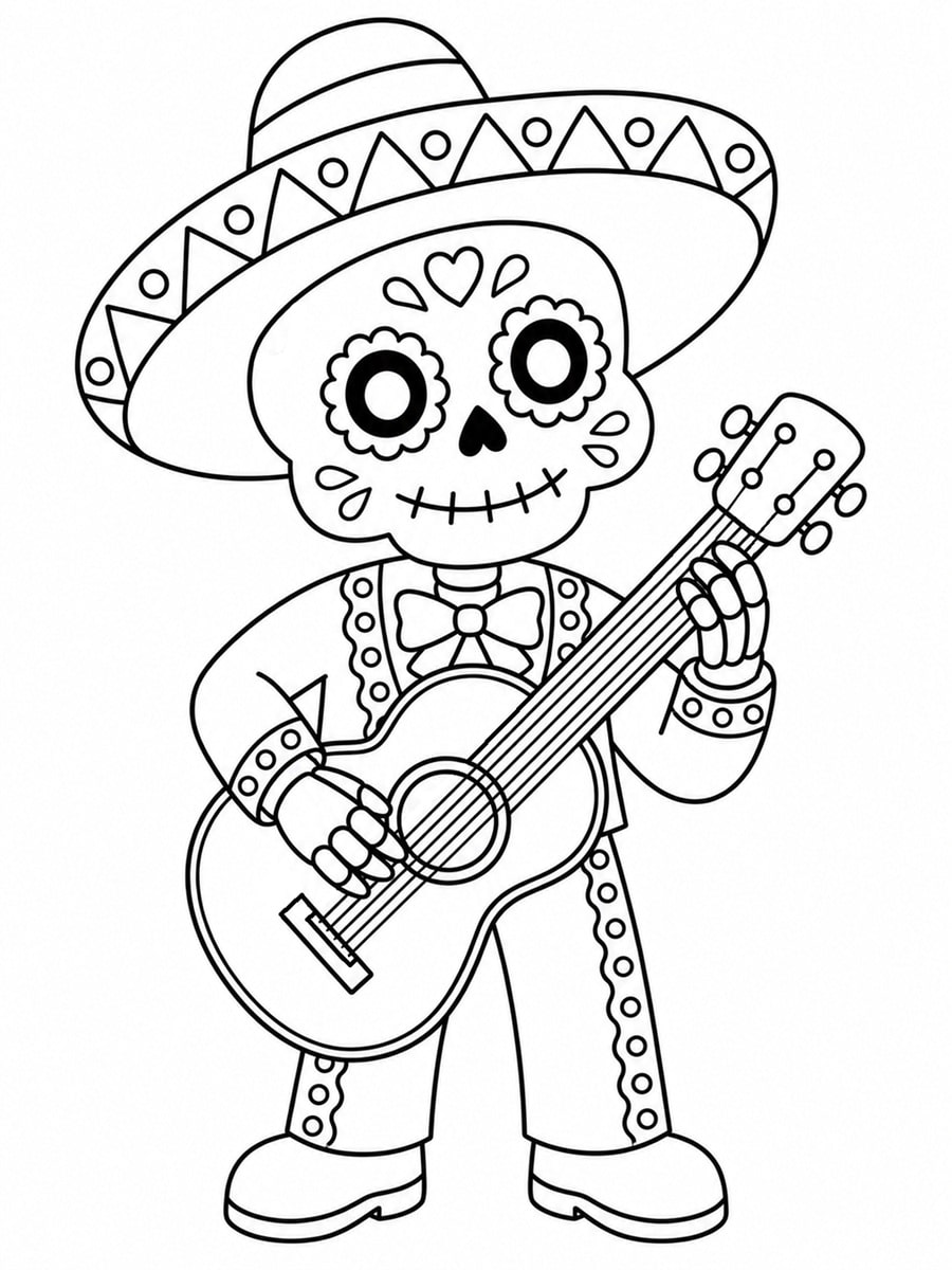 Coloriage squelette mexicain