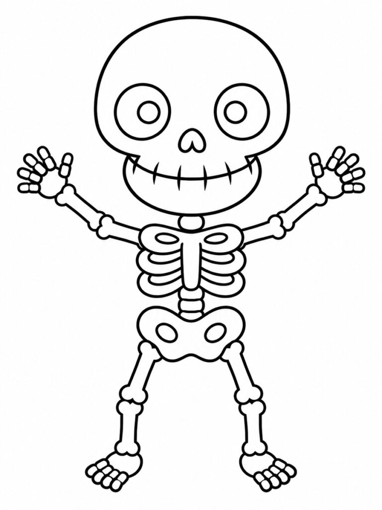 Squelette mignon Coloriage squelette mignon
