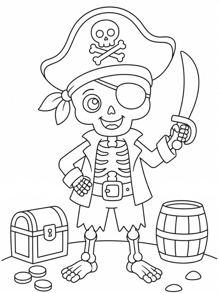 Squelette pirate Coloriage squelette pirate