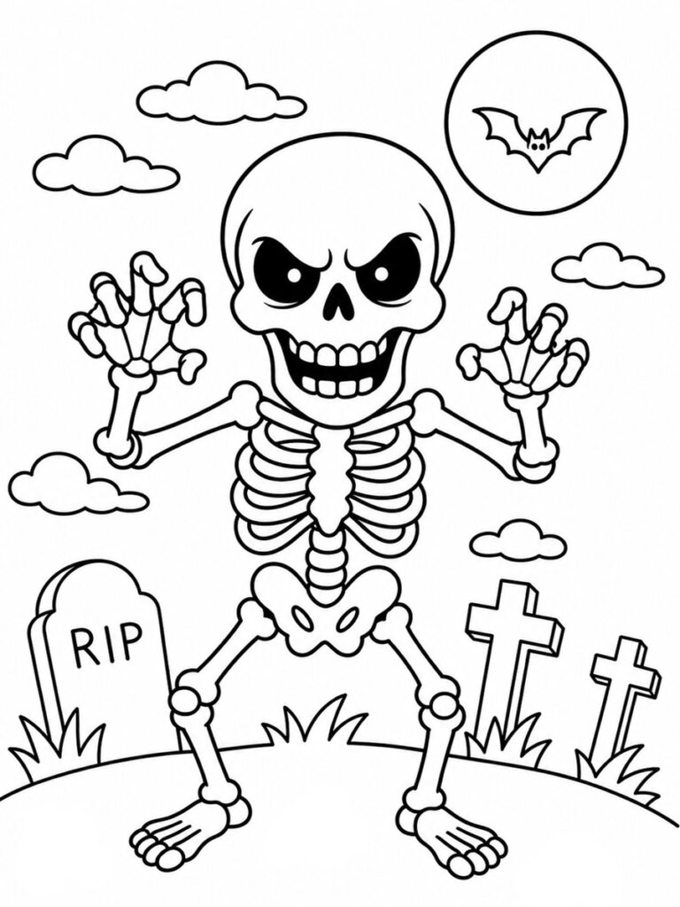 Coloriage squelette qui fait peur