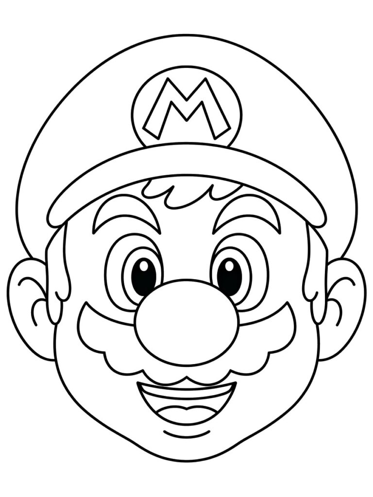 Tête de Mario Coloriage tête de Mario