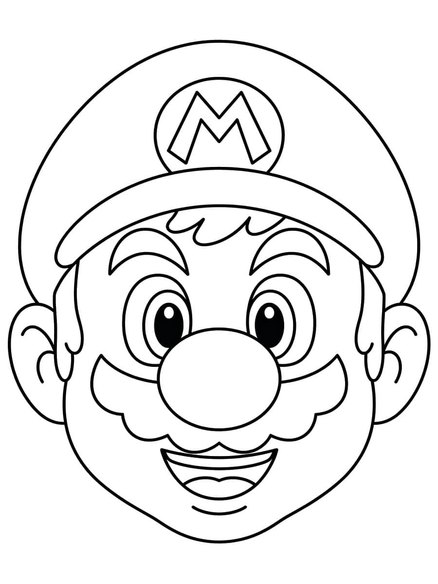 Coloriage tête de Mario