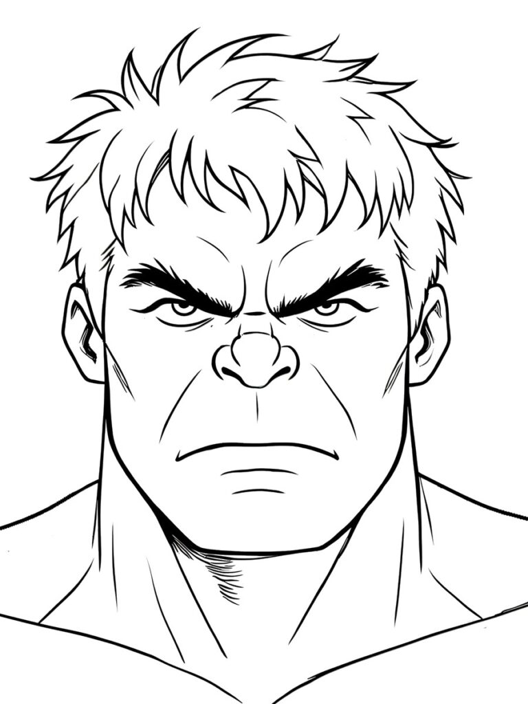 Coloriage tête de Hulk