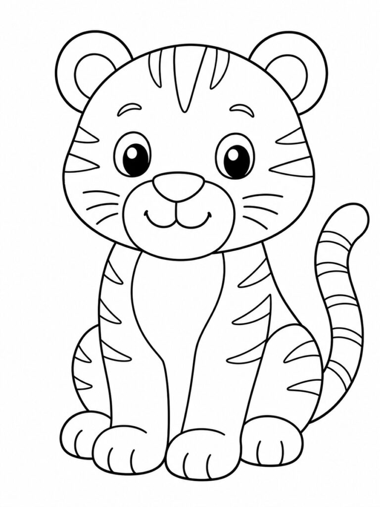 Coloriage tigre assis
