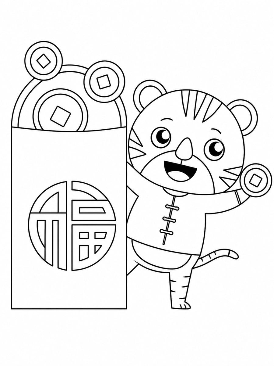 Coloriage tigre chinois