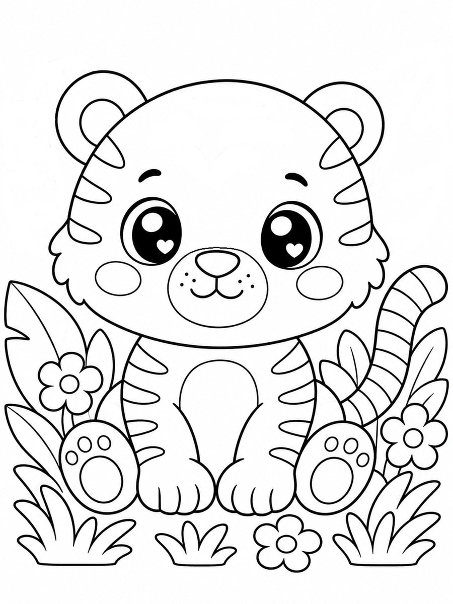 Coloriage tigre kawaii