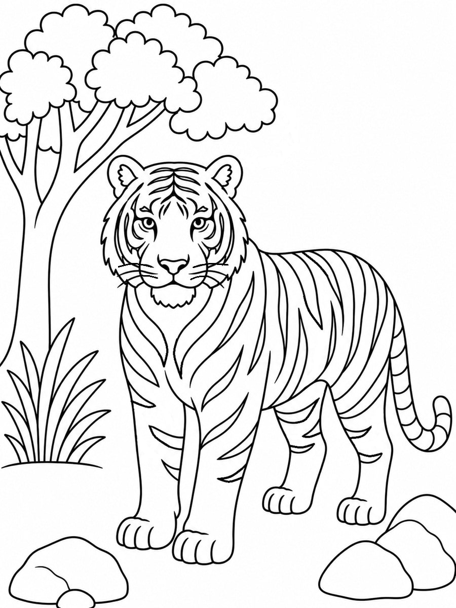 Coloriage tigre réaliste
