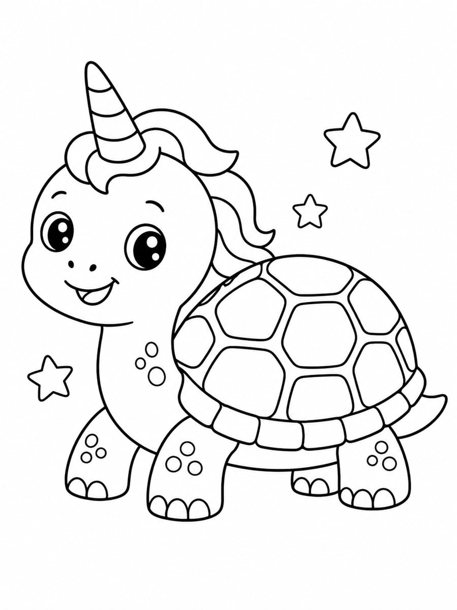 Coloriage tortue licorne