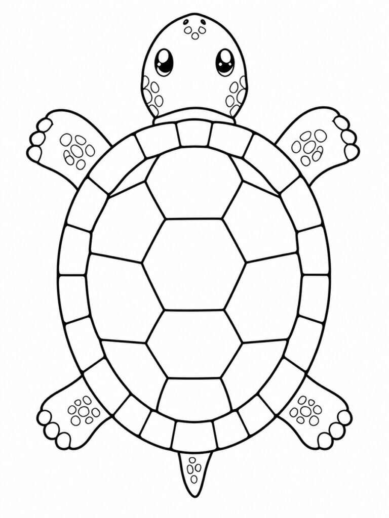 Tortue vue de dessus Coloriage tortue de dessus
