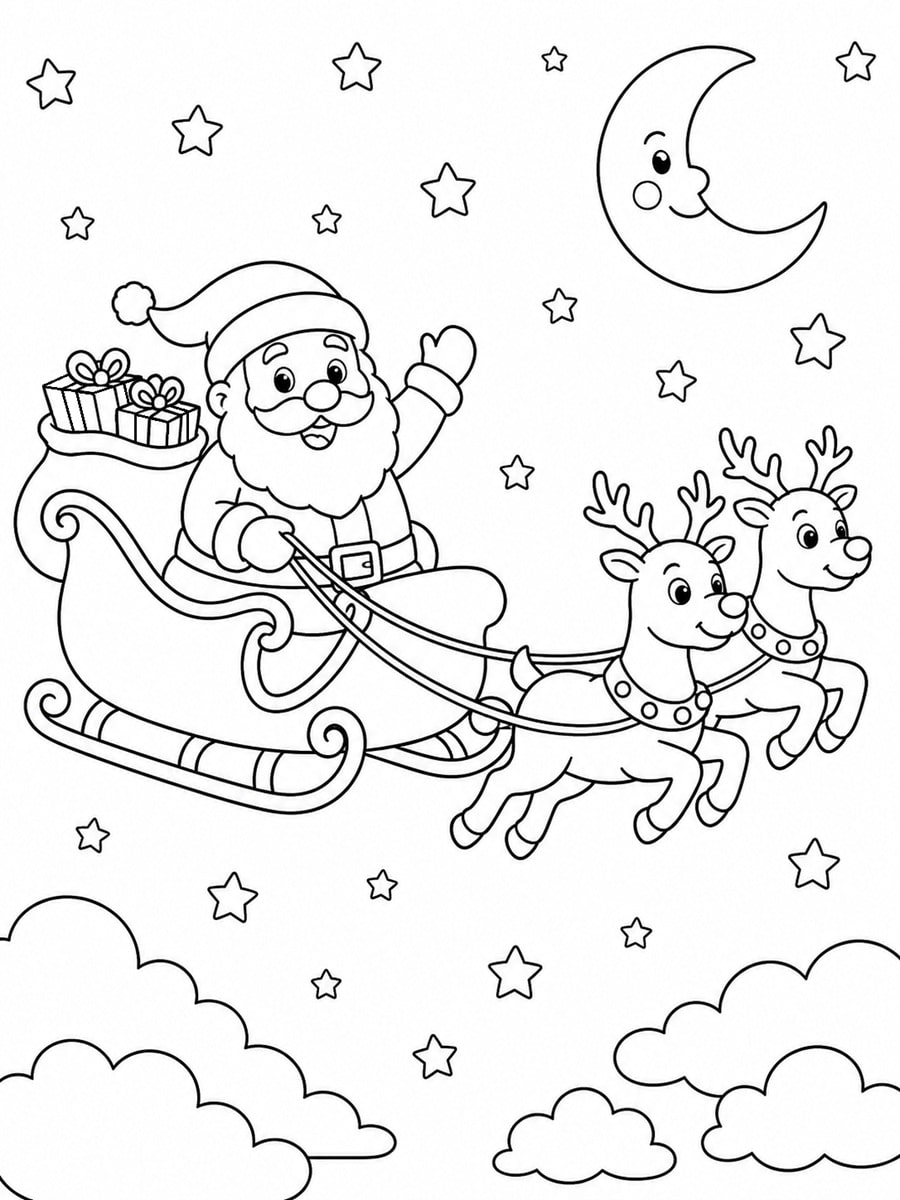 Coloriage traineau du Père-Noël