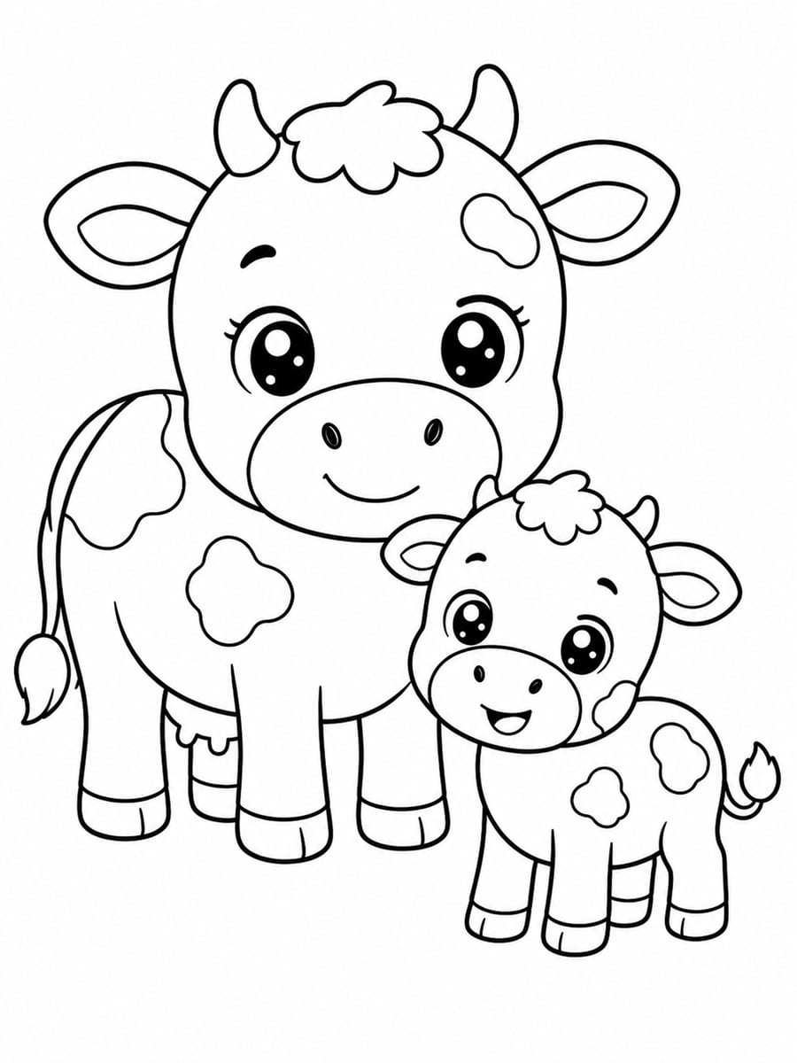 Coloriage vache et veau