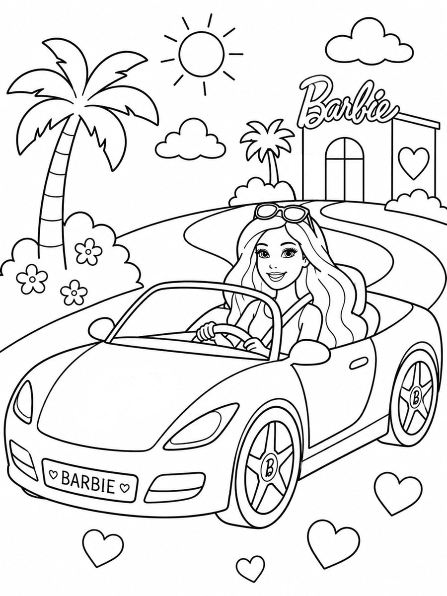 Coloriage voiture barbie