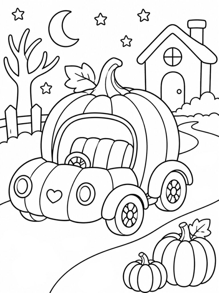 Coloriage voiture citrouille