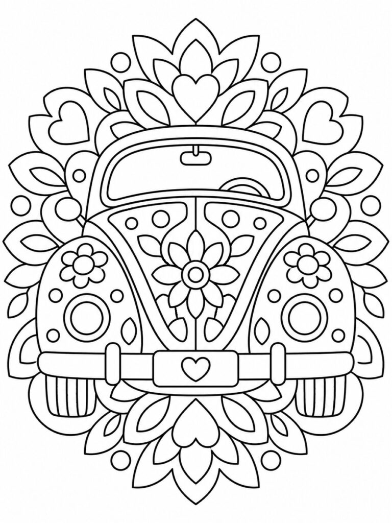 Coloriage voiture Coccinelle mandala