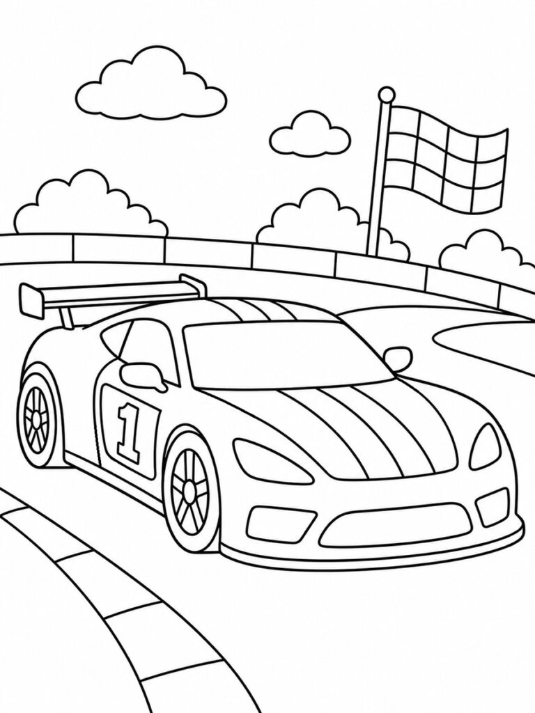 Voiture de course facile Coloriage voiture de course facile