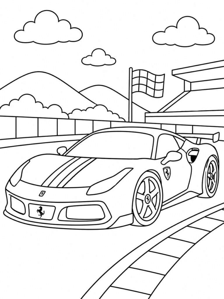Voiture de course Ferrari Coloriage voiture de course Ferrari