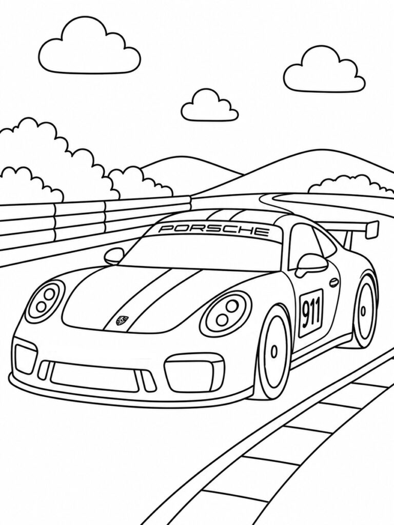 Voiture de course Porsche Coloriage voiture de course Porsche