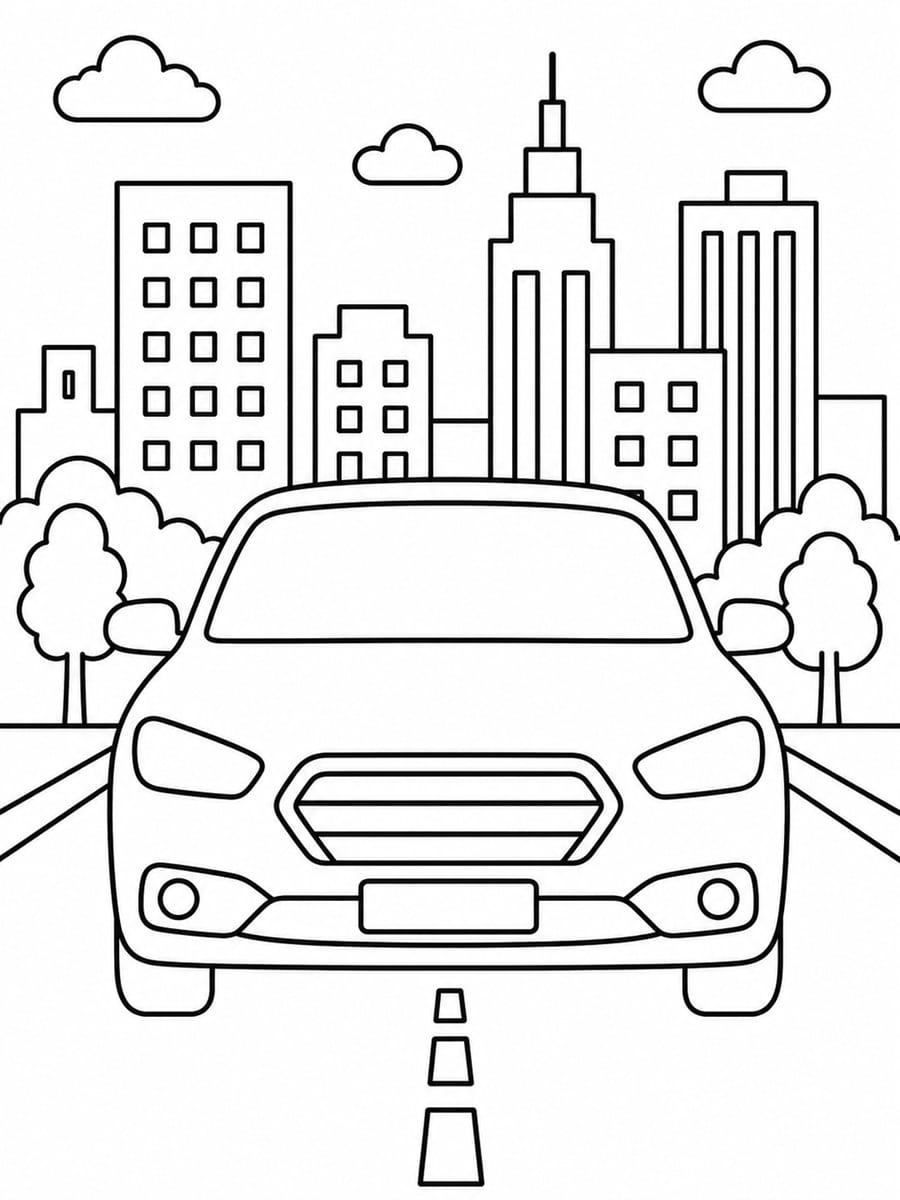 Coloriage voiture de face