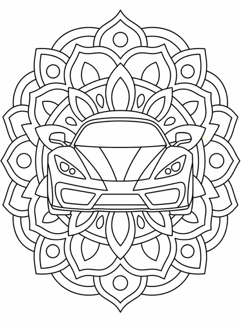 Voiture de sport mandala Coloriage voiture de sport mandala