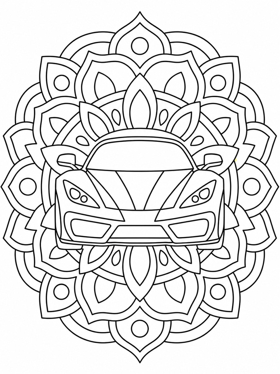 Coloriage voiture de sport mandala