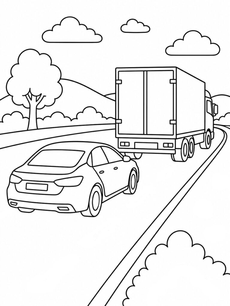 Voiture et camion Coloriage voiture et camion